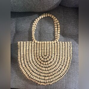 Rachel Ashwell beaded hobo crescent moon shaped bag.